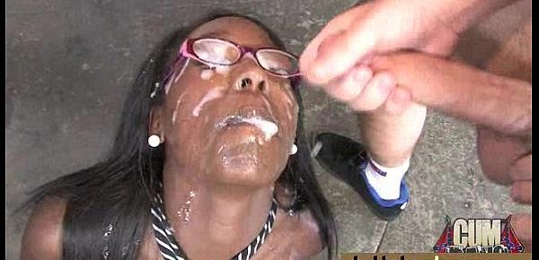  Cum loving teen enjoys huge bukkake! 27